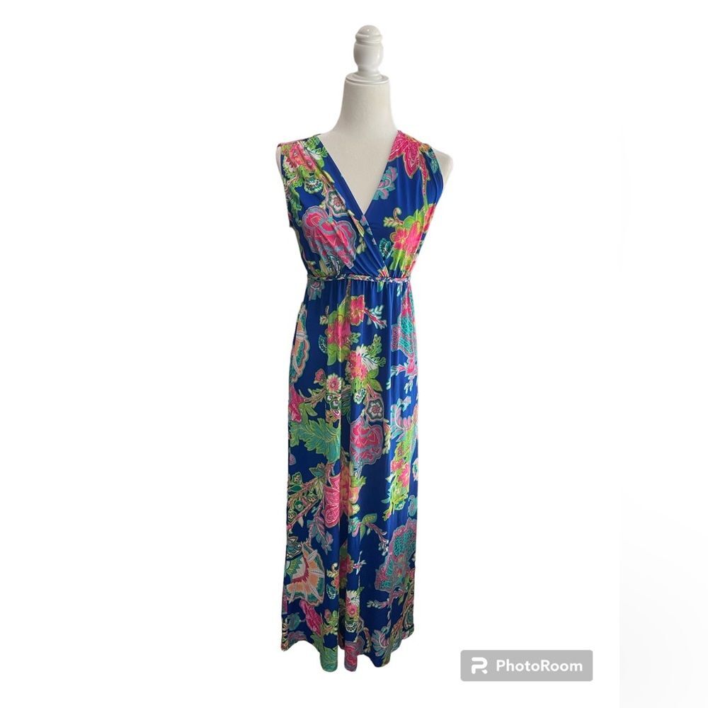Philosophy Women's Bright Blue Floral Sleeveless Maxi Dress - Size Medium